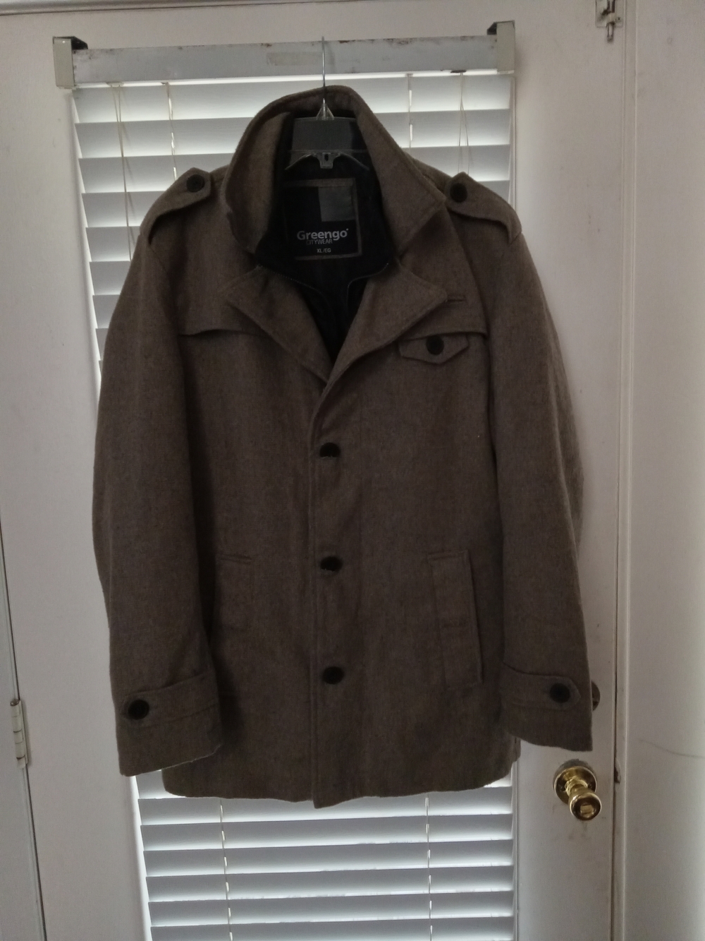 Men's Brown Wool Blend Button Front Coat